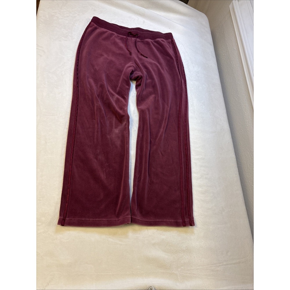 Vintage SB Active Velour Track‎ Pants Women's Size Large Burgundy With Trim